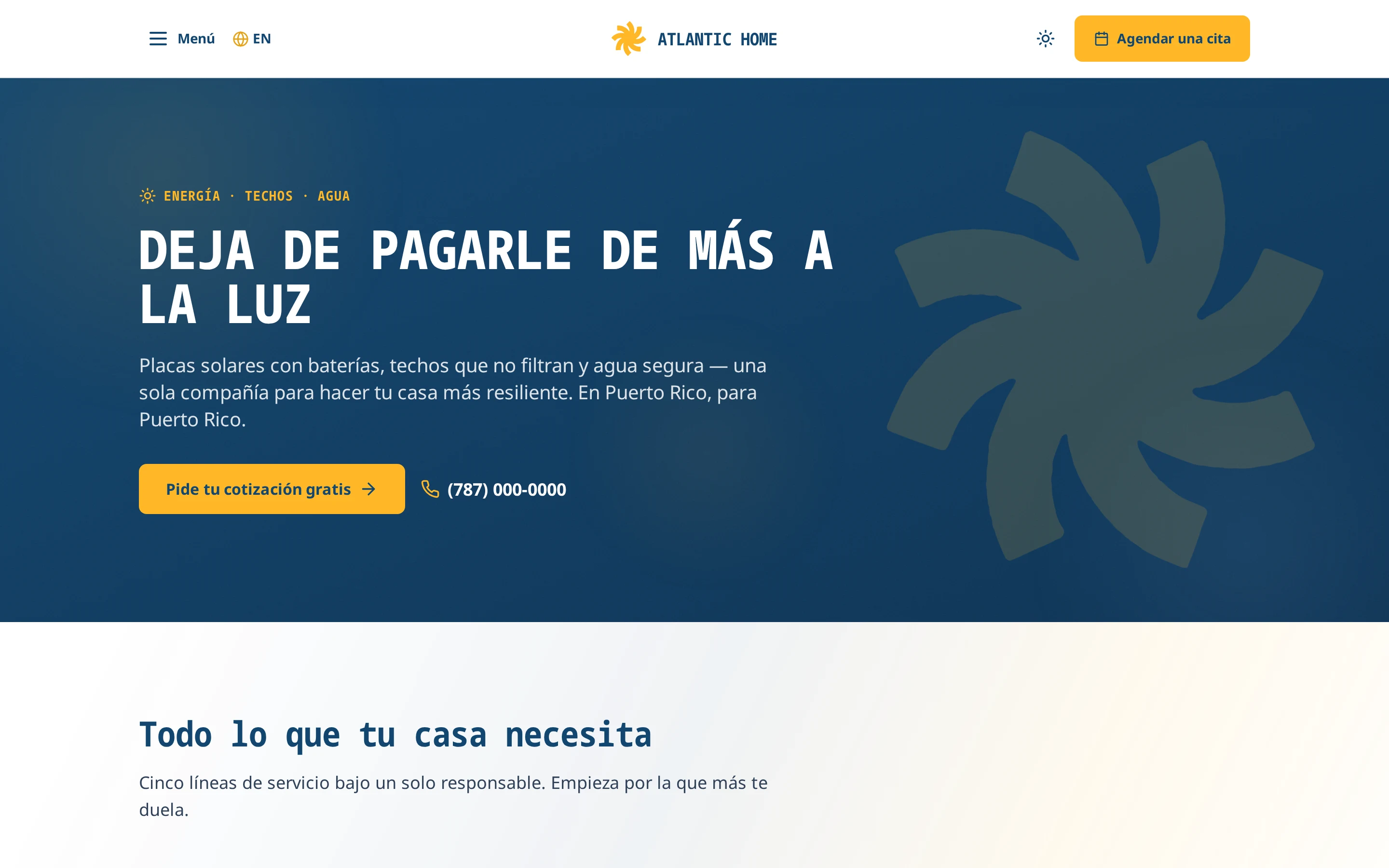 Screenshot of the site of Atlantic Home Puerto Rico